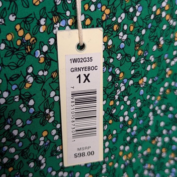 Max Studio Green Floral Peasant Bohemian Blouse Tunic Top Womens Size 1X NWT - Picture 8 of 16